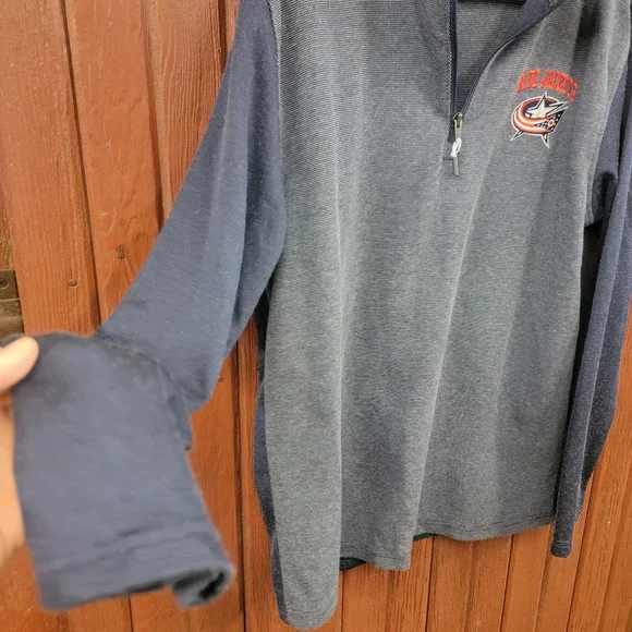 Reebok Columbus Blue Jackets NHL Quarter Zip Pullover Long Sleeve Blue Sz Medium - Picture 3 of 9